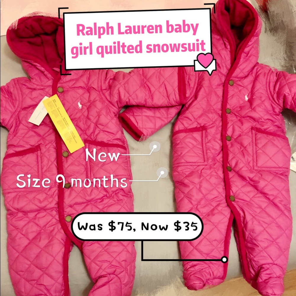 Ralph Lauren baby girl quilted snowsuit